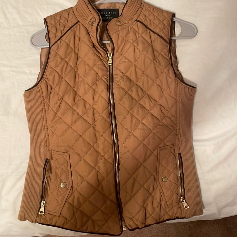 womens brown zip up vest